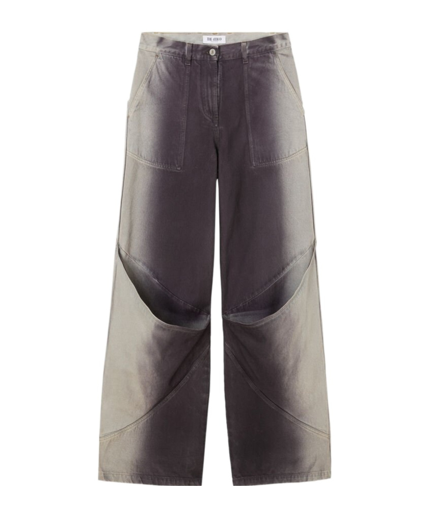 Attico Purple And White Long Pants In Black