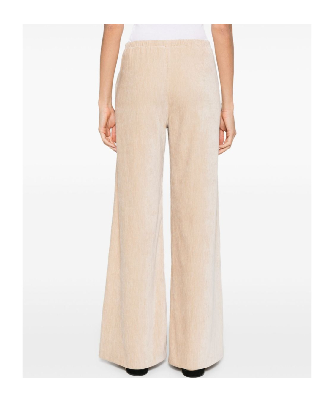 Forte Forte High-waisted Wide Leg Velvet Trousers In Neutral