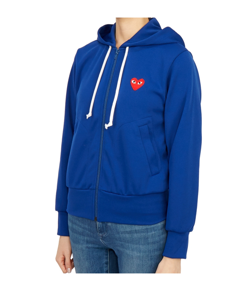 Comme Des Garçons Long-sleeved Hoodie In Blue