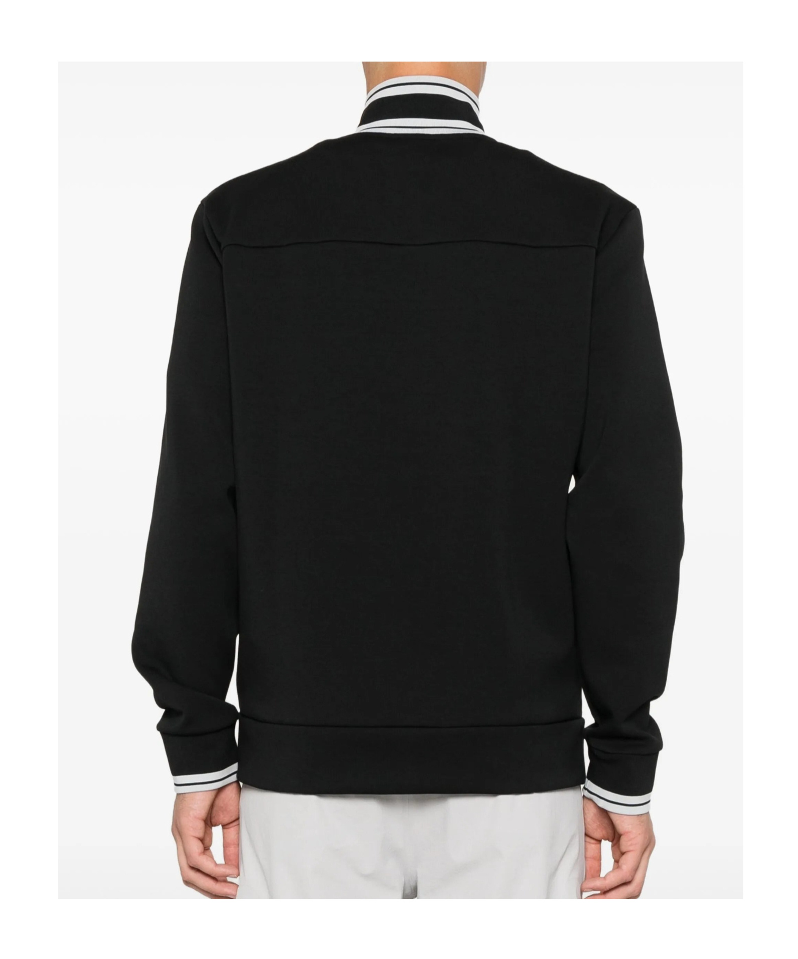 Hugo Boss Zip-up Sweatshirt With Striped Trims In Black