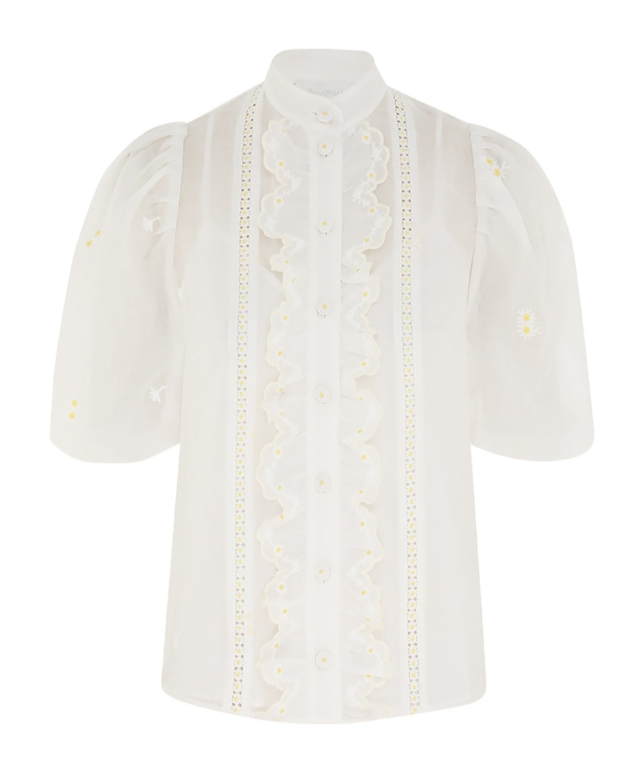 Shop Zimmermann Acacia Embroidered Shirt In White