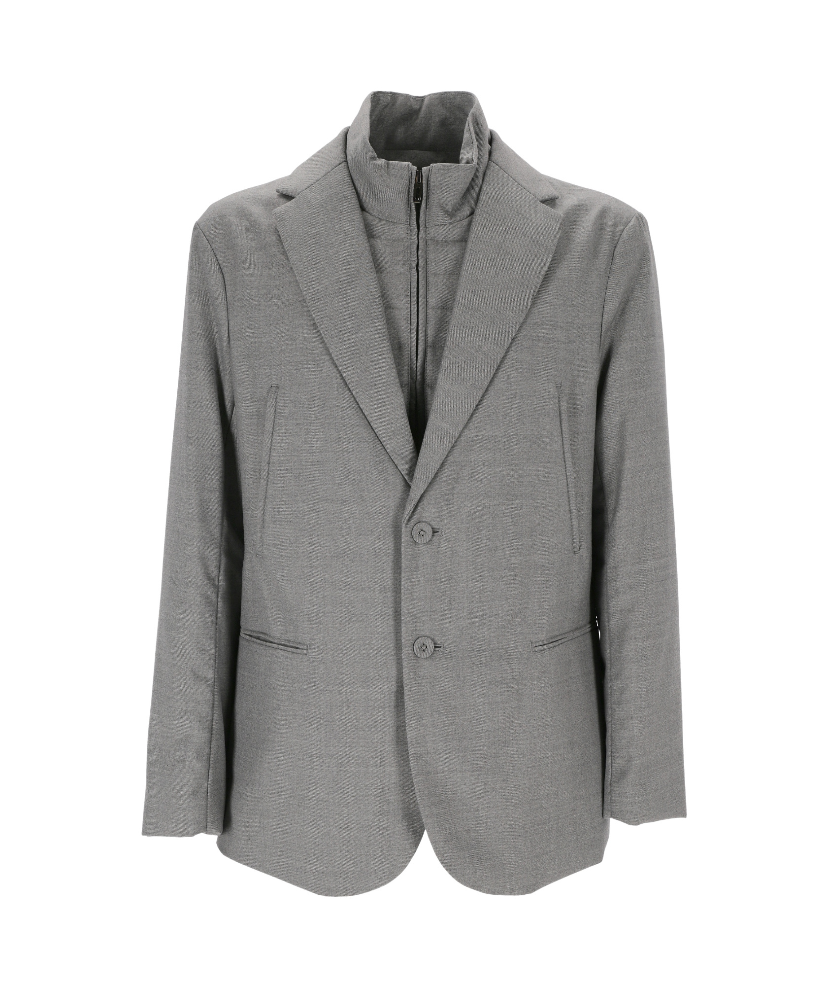 Emporio Armani Long-sleeved Suit Jacket In Gray