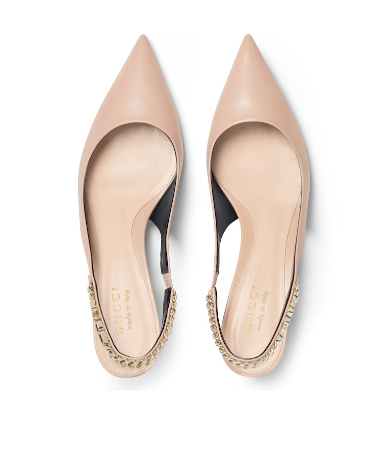 Gucci Women's Leather Slingback Pumps In Nude