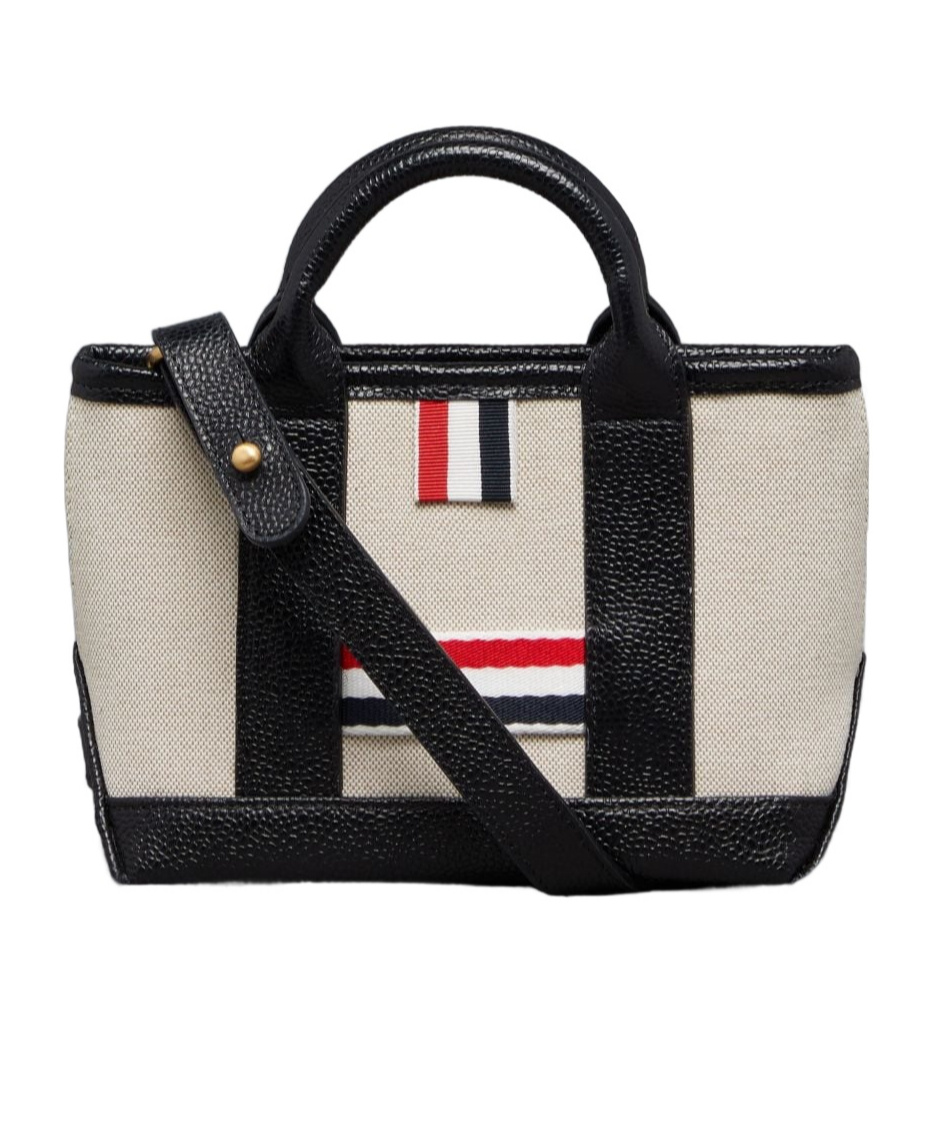 Thom Browne Mini Tool Leather Tote Bag In Black