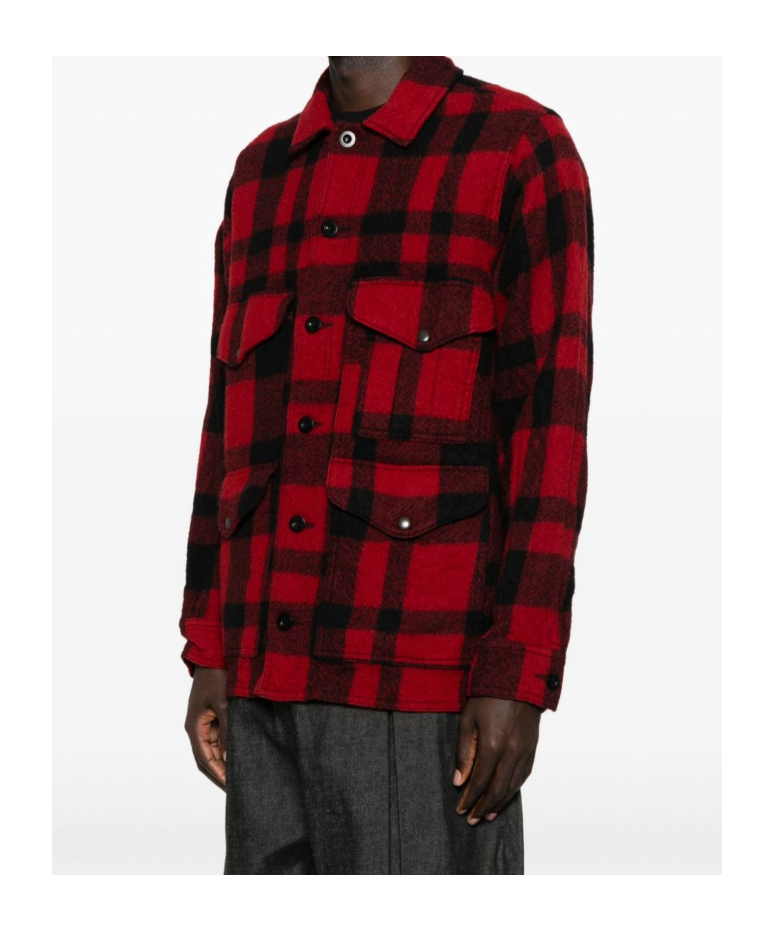 Junya Watanabe Checked Press-stud Shirt Jacket In Red