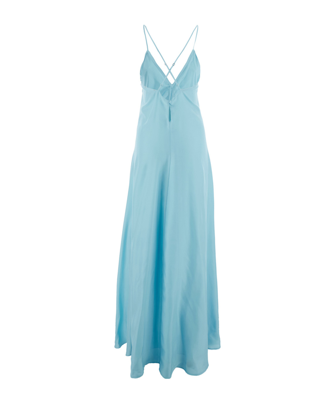 Forte Forte Light Blue Sleeveless Long Dress With Criss-crossed Spaghetti Straps And Rear Button Closure
