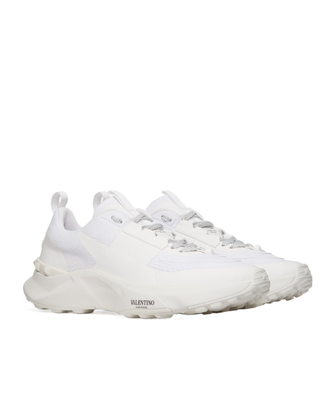 Valentino White Fabric And Mesh True Act Sneakers In White