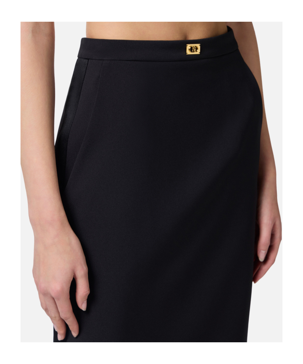 Elisabetta Franchi Satin-trim Crepe Midi Skirt In Black