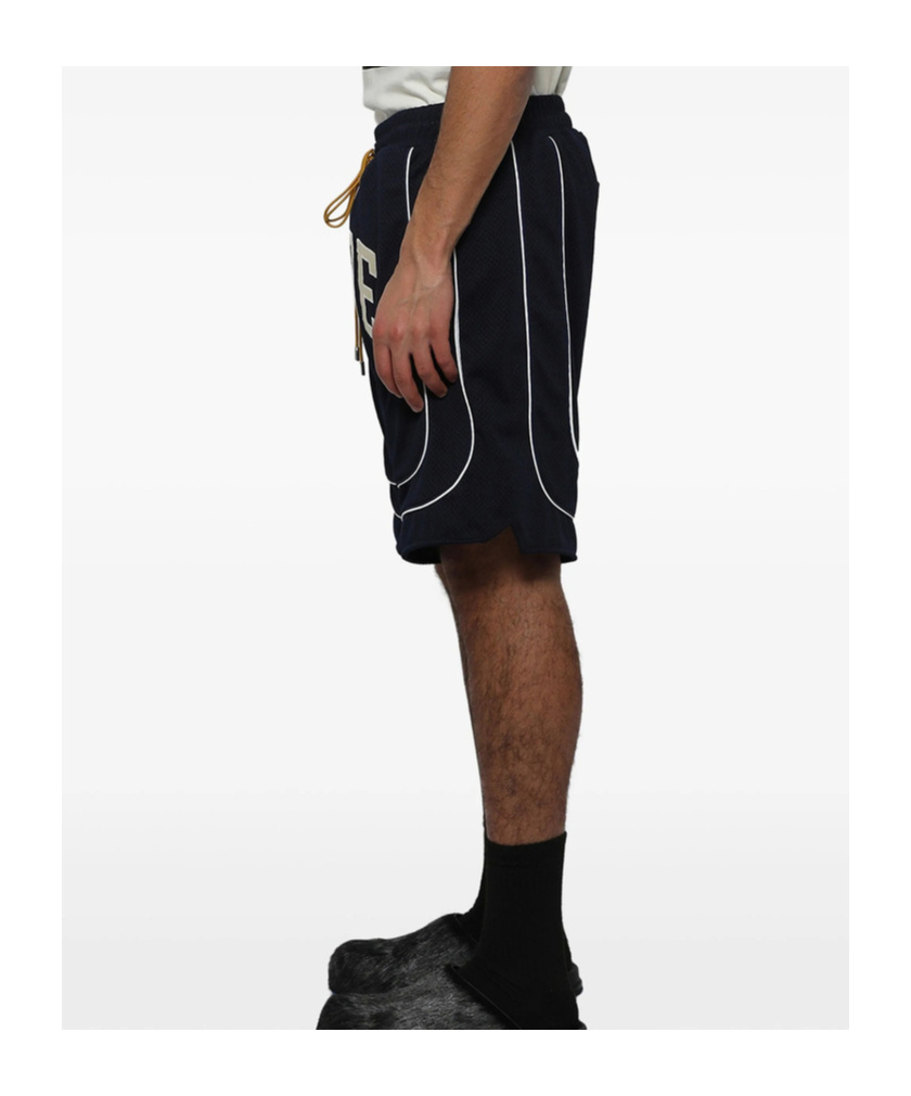 Rhude Collegiate Logo-print Mesh Shorts In Black