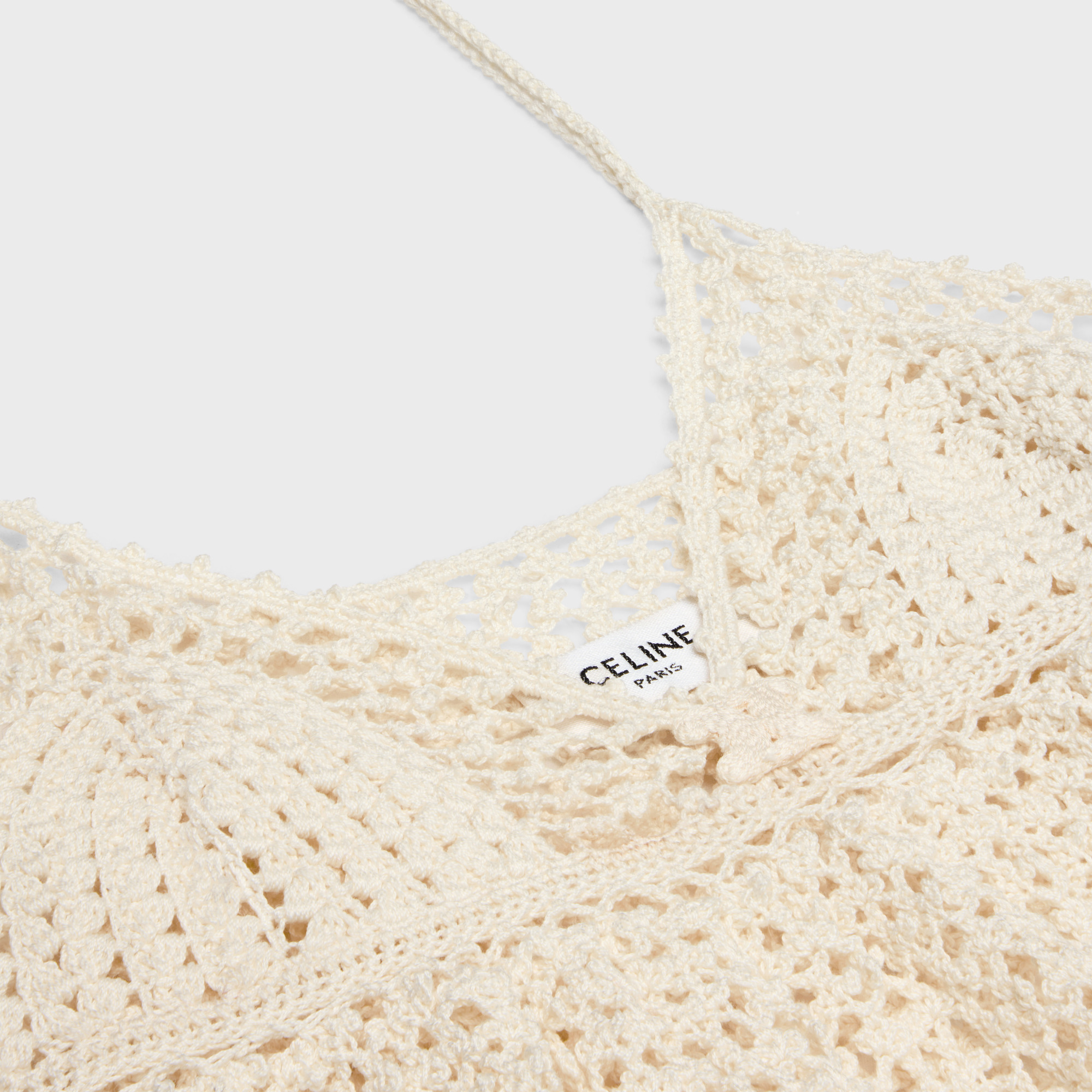Celine Top With Thin Straps In Crochet Cotton In Nude