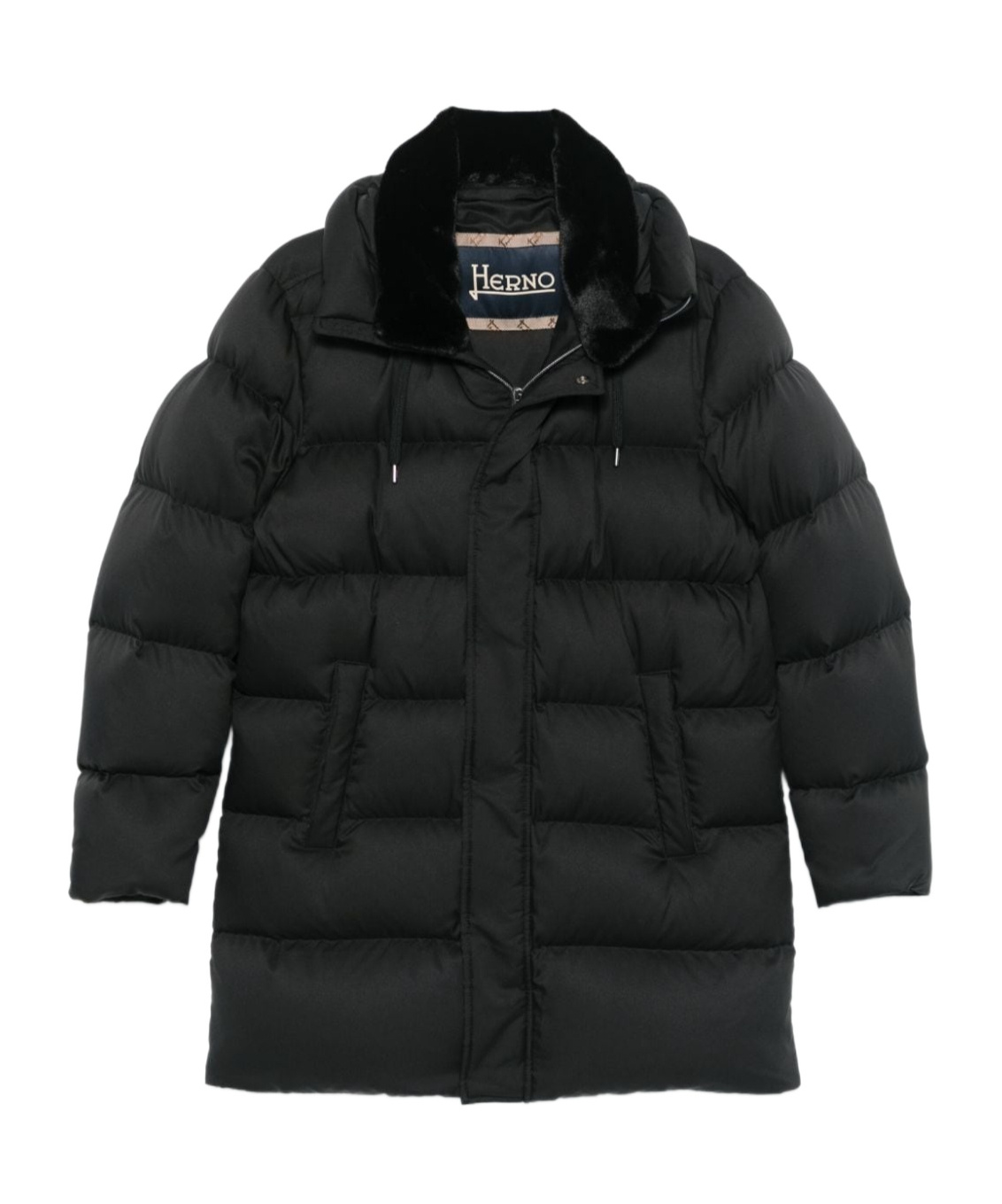 Herno High-neck Hooded Drawstring Puffer Coat In Multi