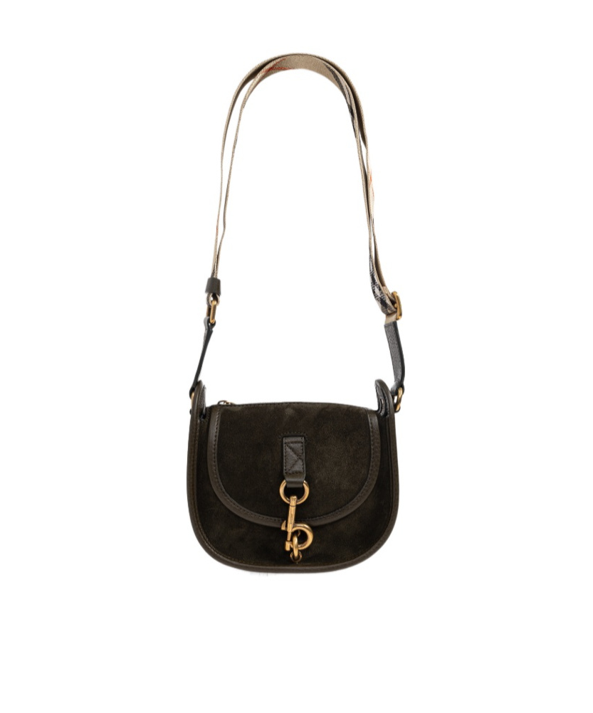 Burberry Clip Foldover-top Mini Shoulder Bag In Brown