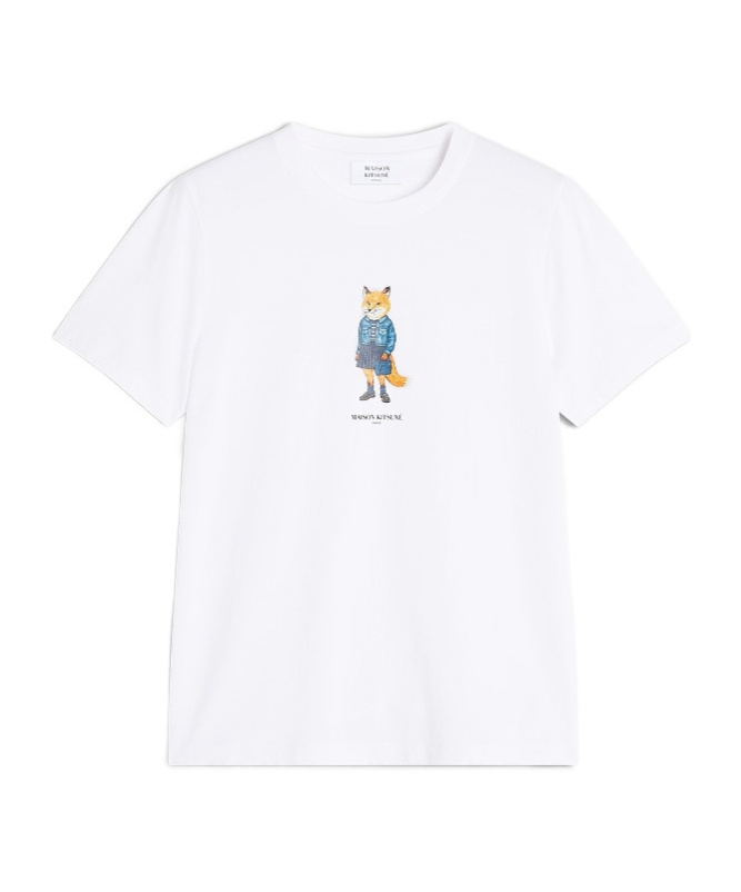Maison Kitsuné Dressed Fox Print Cotton T-shirt In Multi