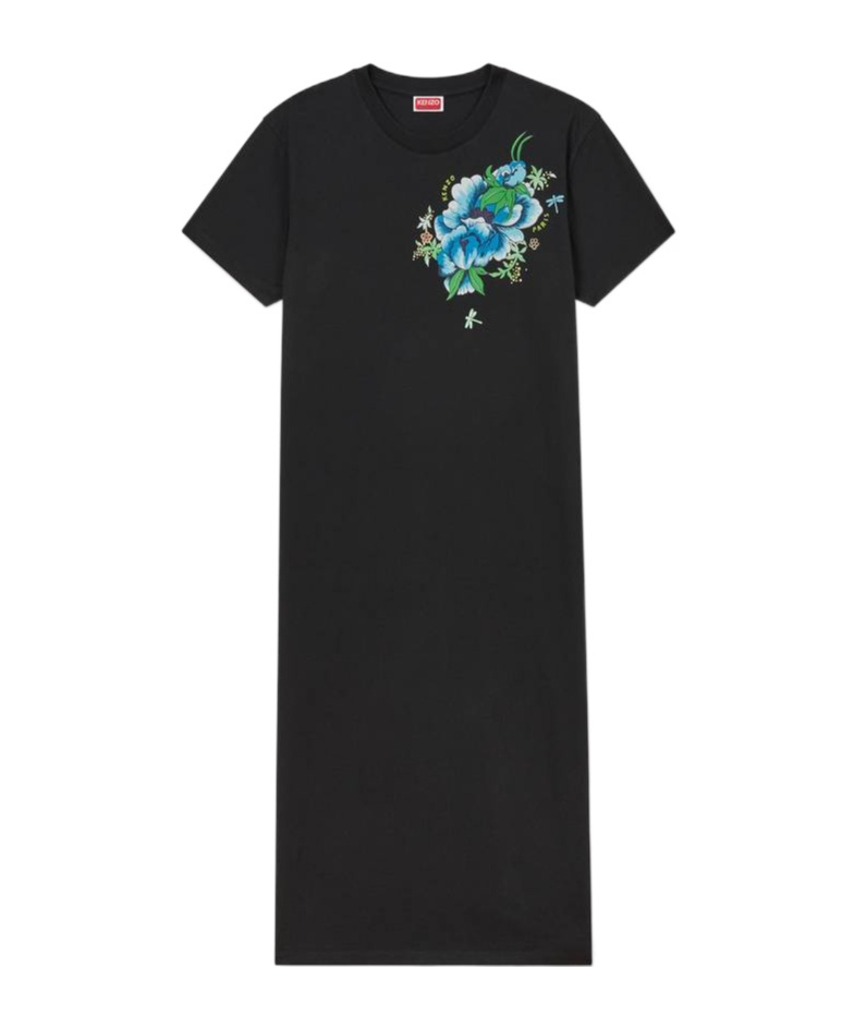 Kenzo Peonies Maxi Dress In Black
