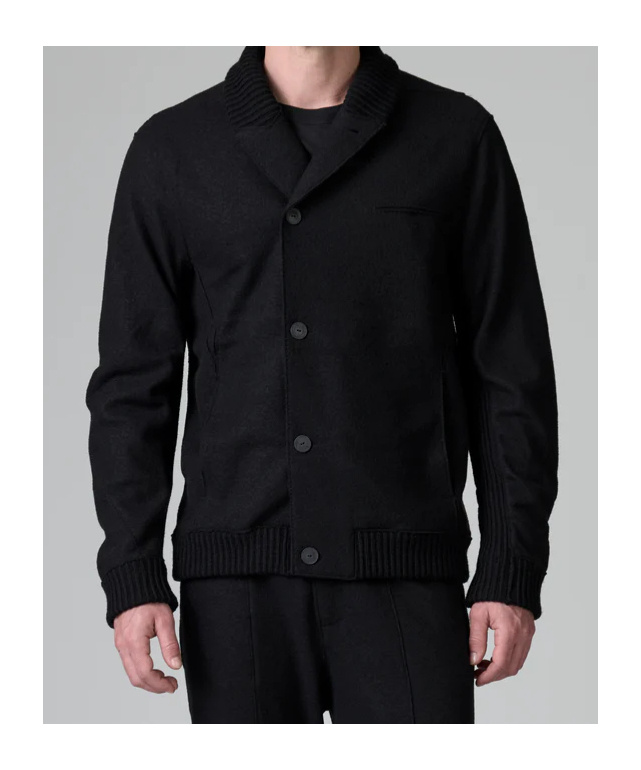 Transit Regular Fit Jacket In Raw Cut Virgin Boiled Wool In Blue