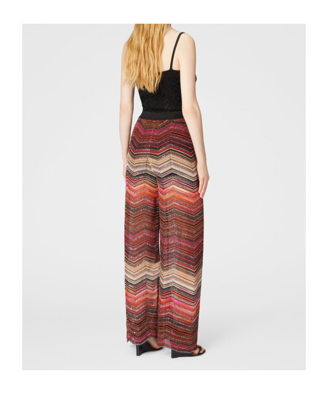 Shop Missoni Zigzag-pattern Lamé Palazzo Pants In Brown