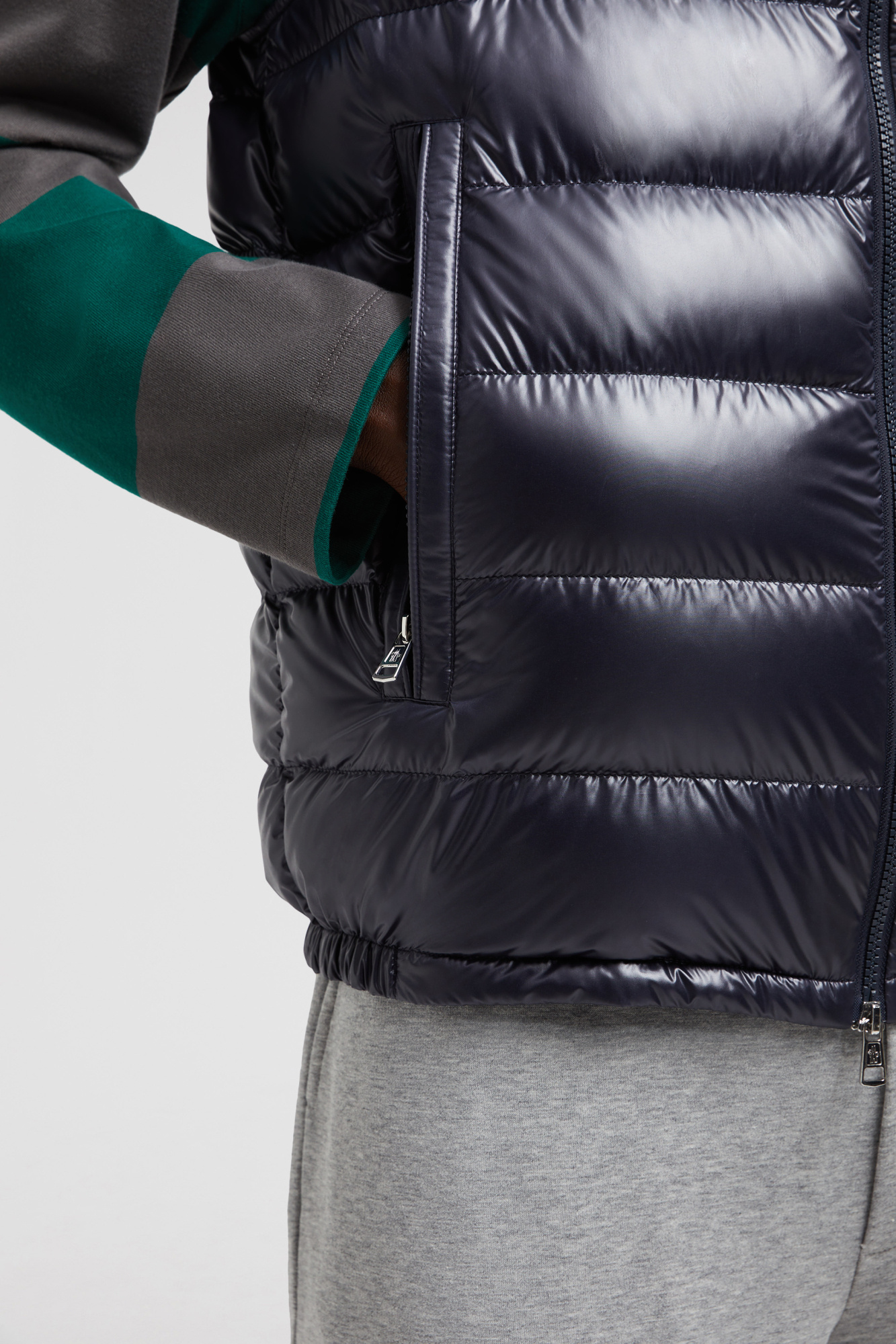 Moncler Clai Quilted Full Zip Hooded Down Vest In Blue