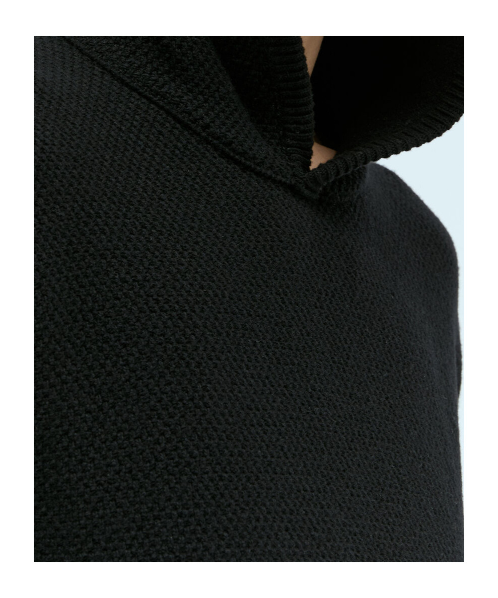 Moncler Men Wool Hooded Sweatshirt In Black