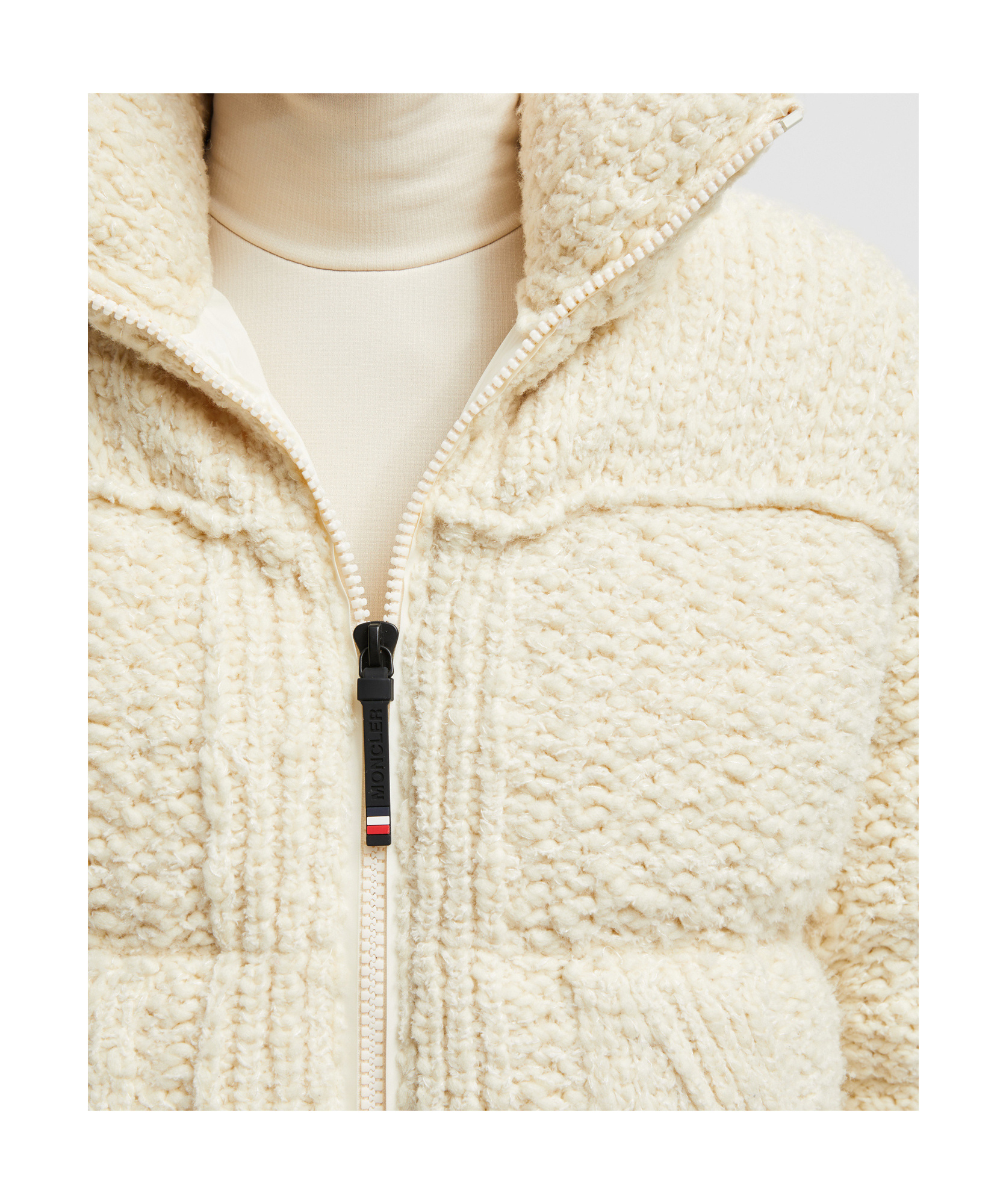 Moncler Serfaus Long-sleeved Wool Down Jacket In White