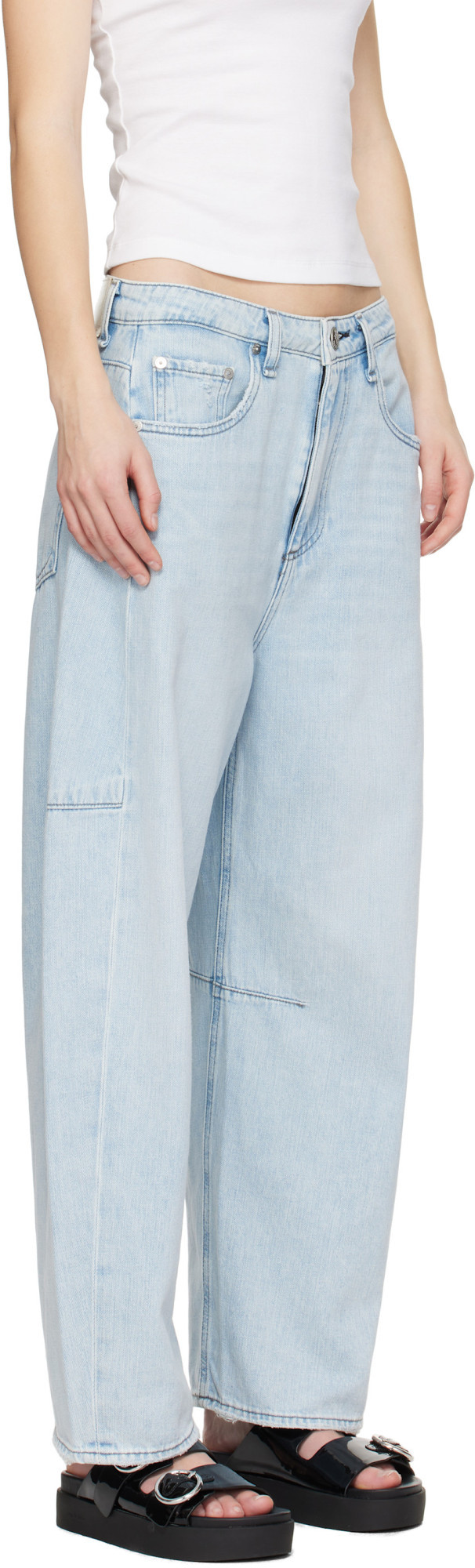 Rag & Bone Charlie High Rise Barrel Jeans Millie In White