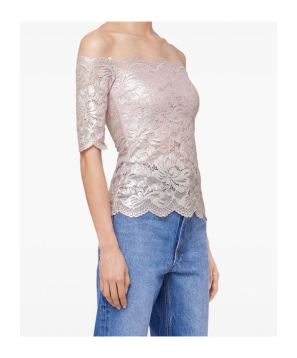 Rabanne Off-the-shoulder Lace Top With Floral Patterns In White