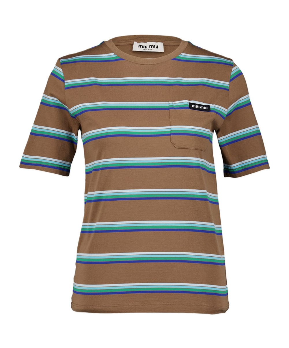 Miu Miu Jersey T-shirt In Brown