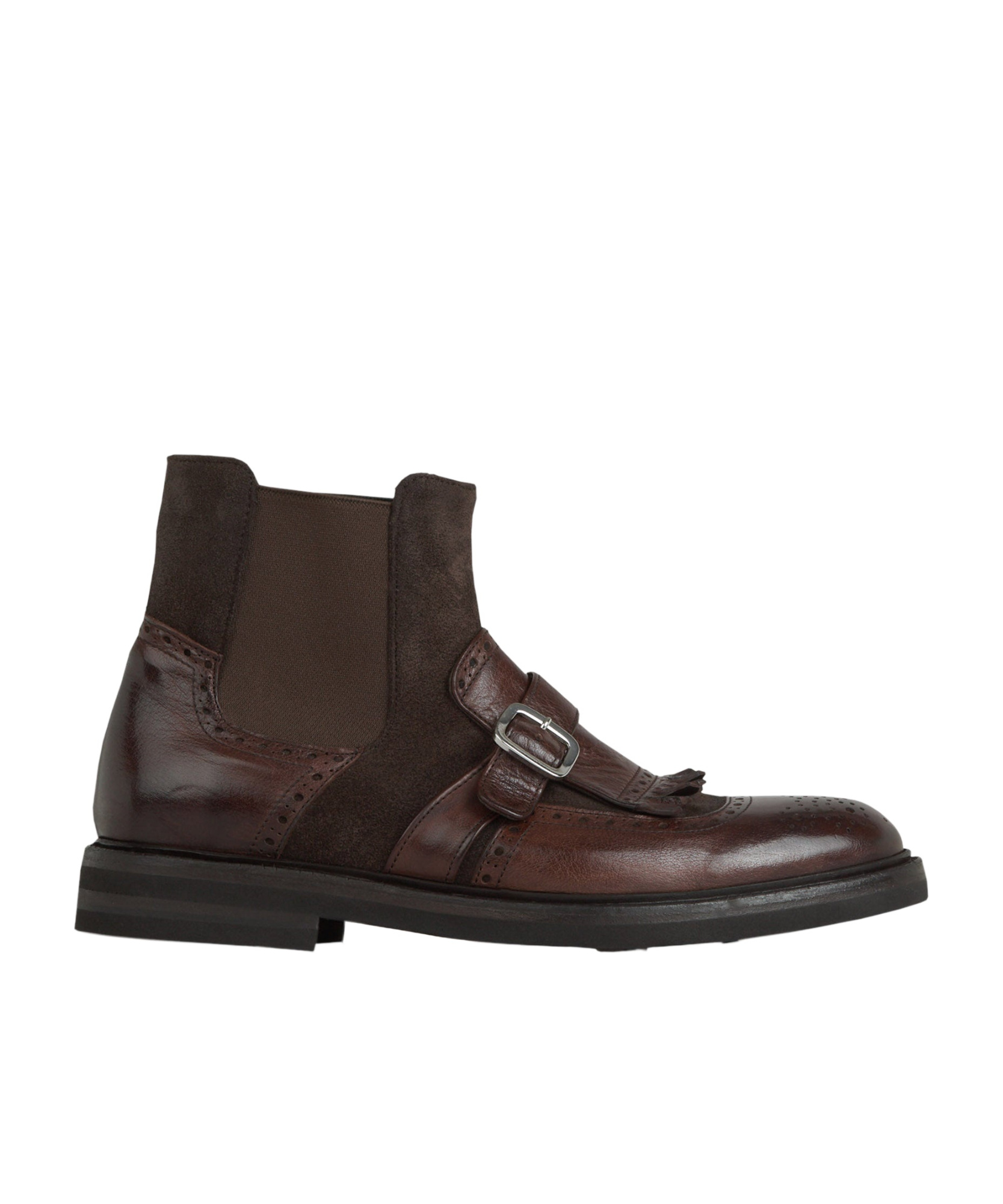 Green George Leather Buckle Ankle Boots In Black