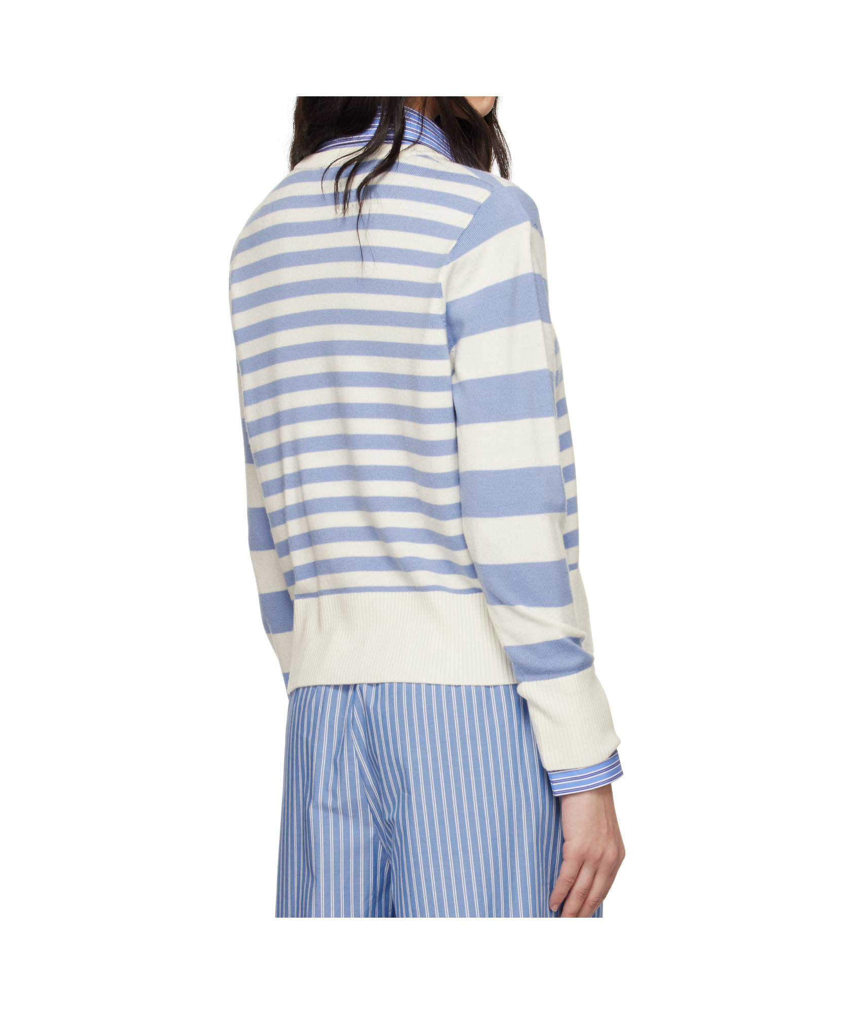 Charles Jeffrrey Loverboy Button Down Cardigan In Blue Stripes