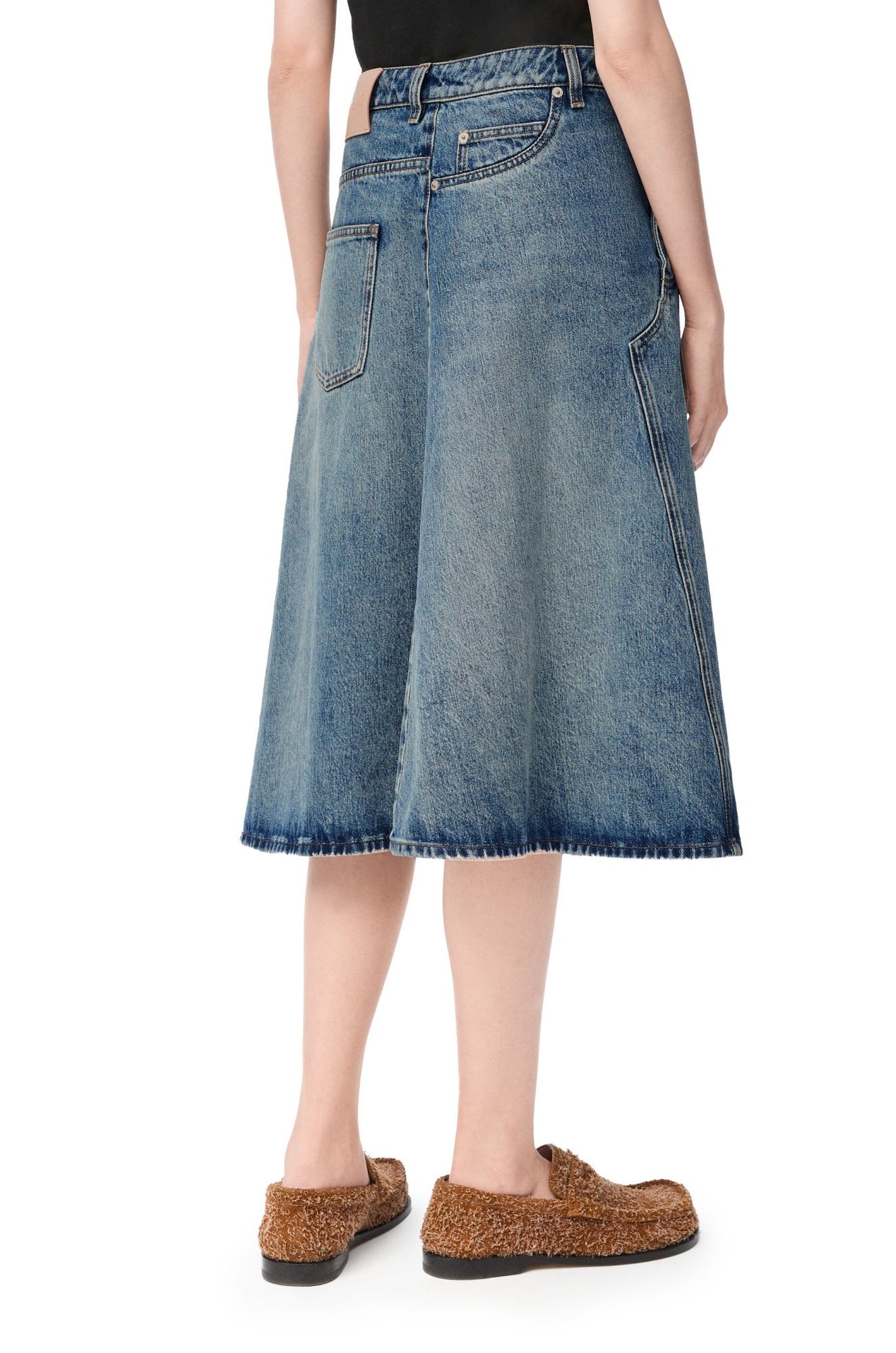 Loewe Belt-loop Jeans Skirt In Gray