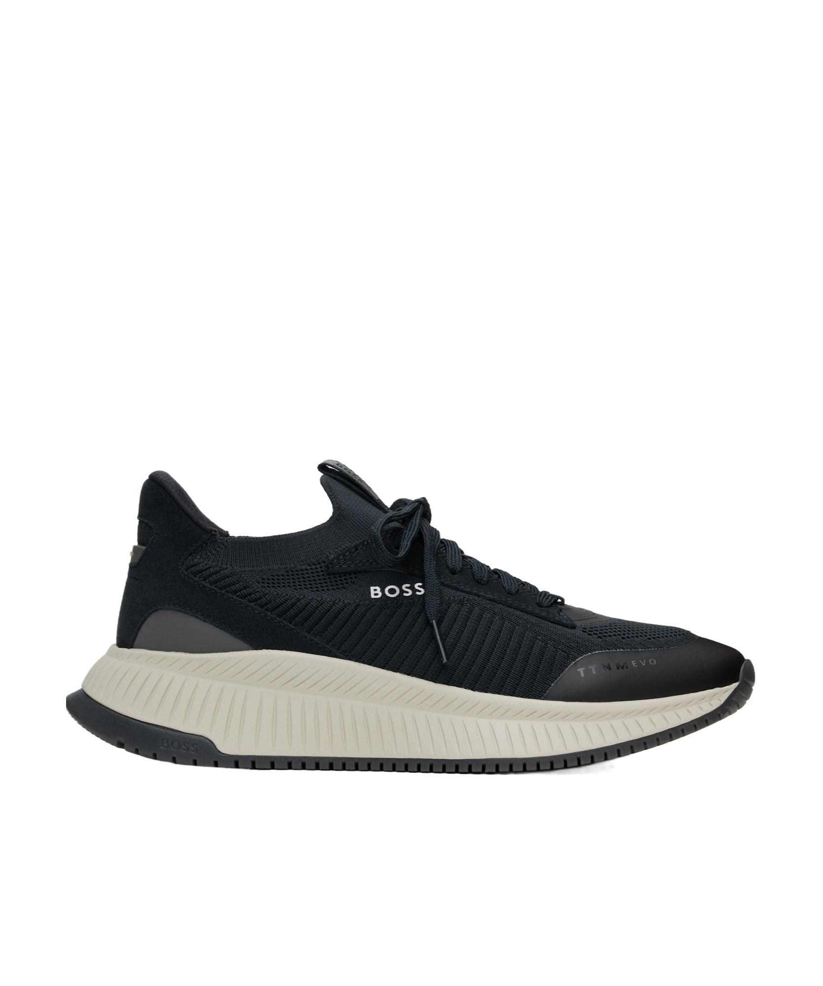 Hugo Boss Navy Ttnm Evo Knitted Sneakers In Black