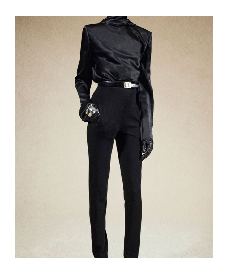 Saint Laurent Paris Women Blusa Scollo A Cappuccio In Black