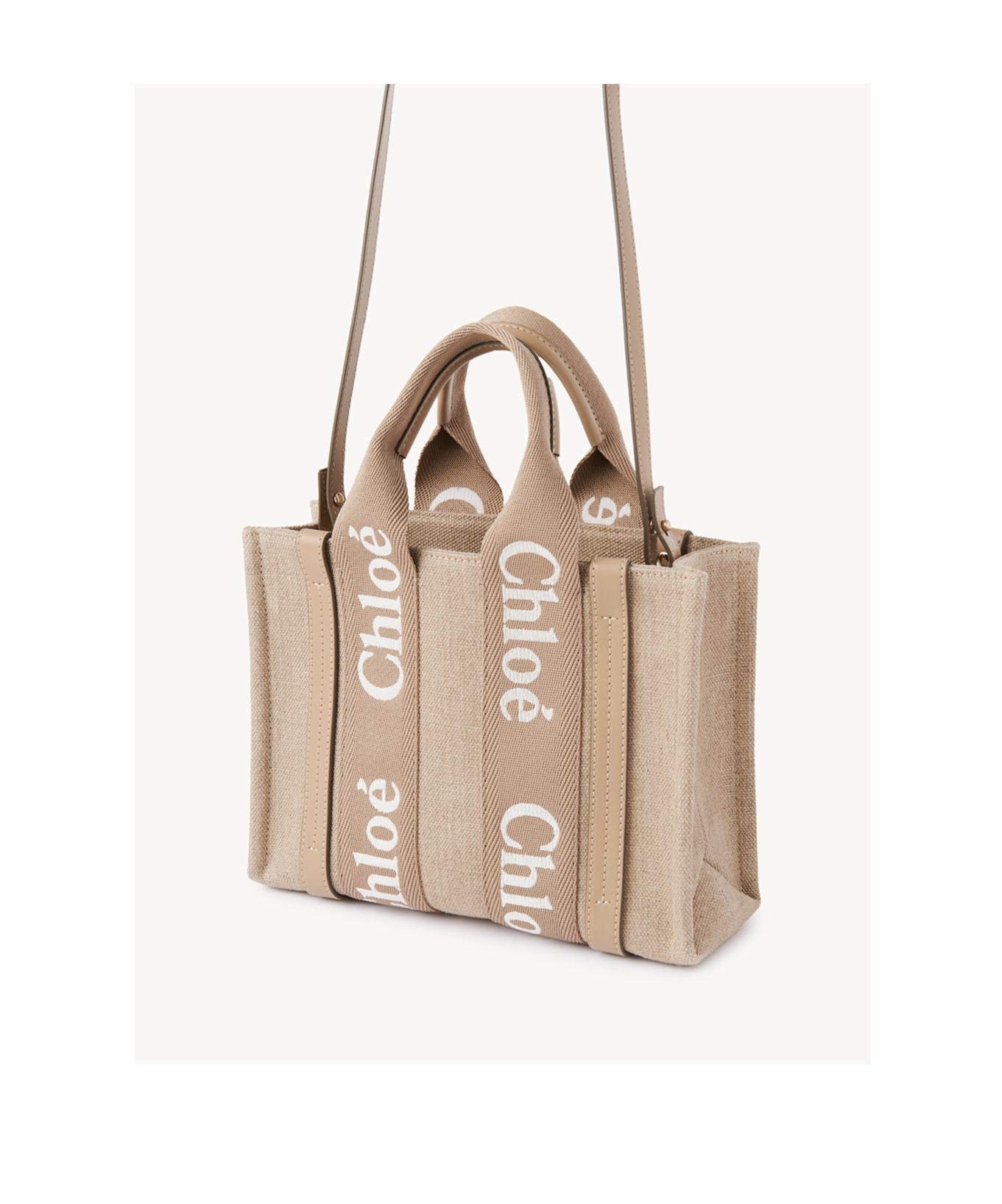 Chloé Small Woody Tote Bag In Nude