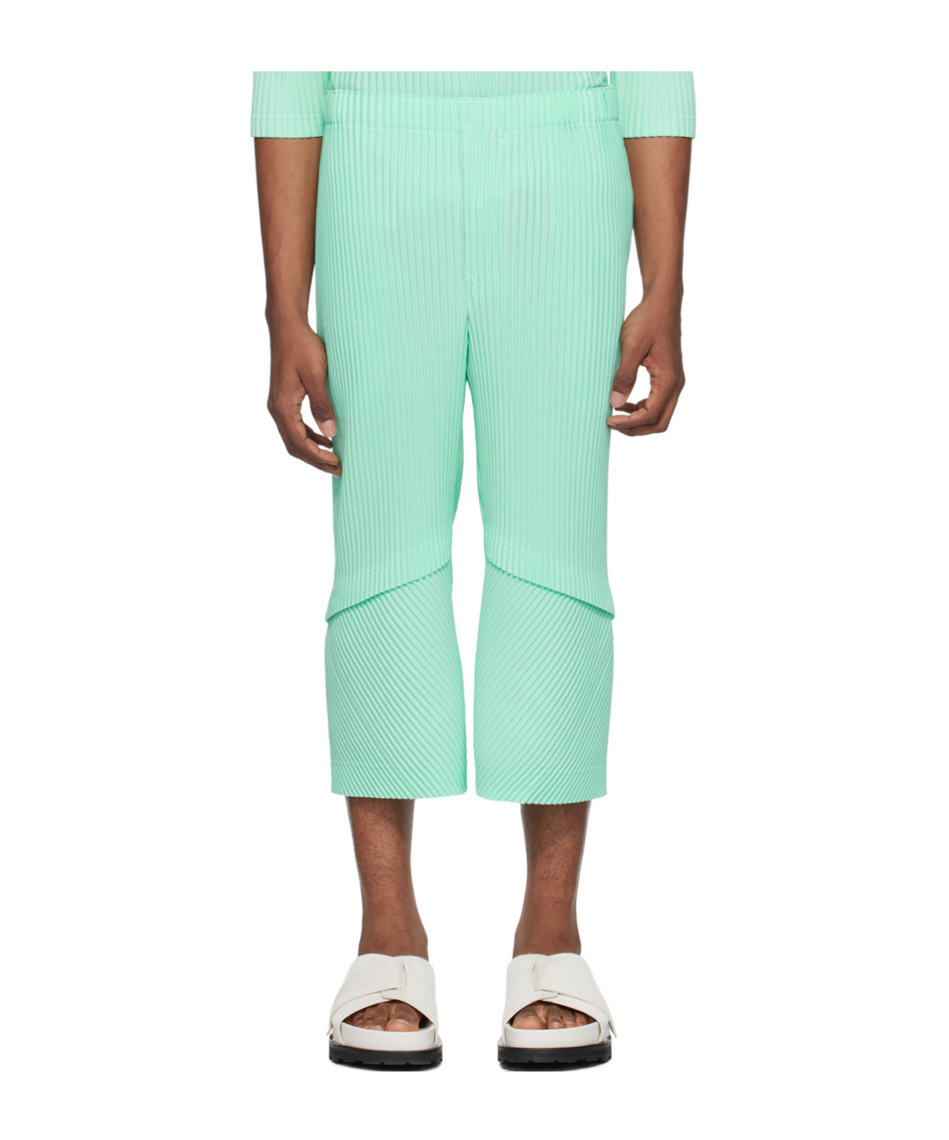 ISSEY MIYAKE HORN SHAPED PLEATED CASUAL PANTS