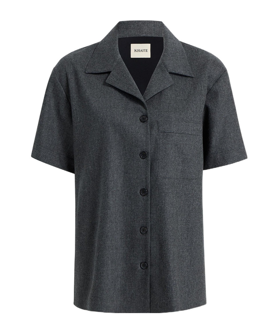 Khaite Womens Storm Riordan Camp-collar Stretch-wool And Cashmere Shirt In Black