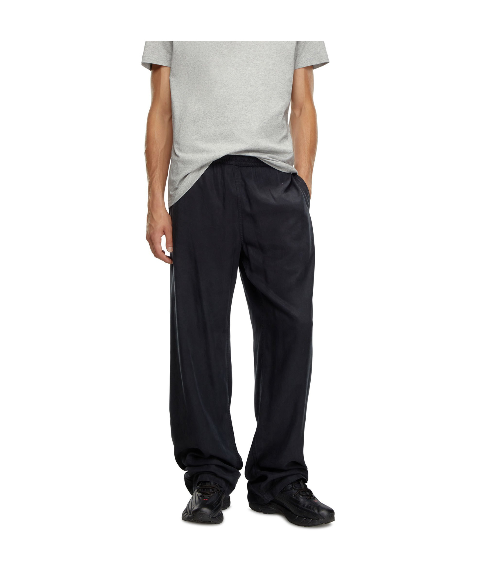 Diesel D-airspeed Low-sneaker A Righe In Ripstop Coated In Black