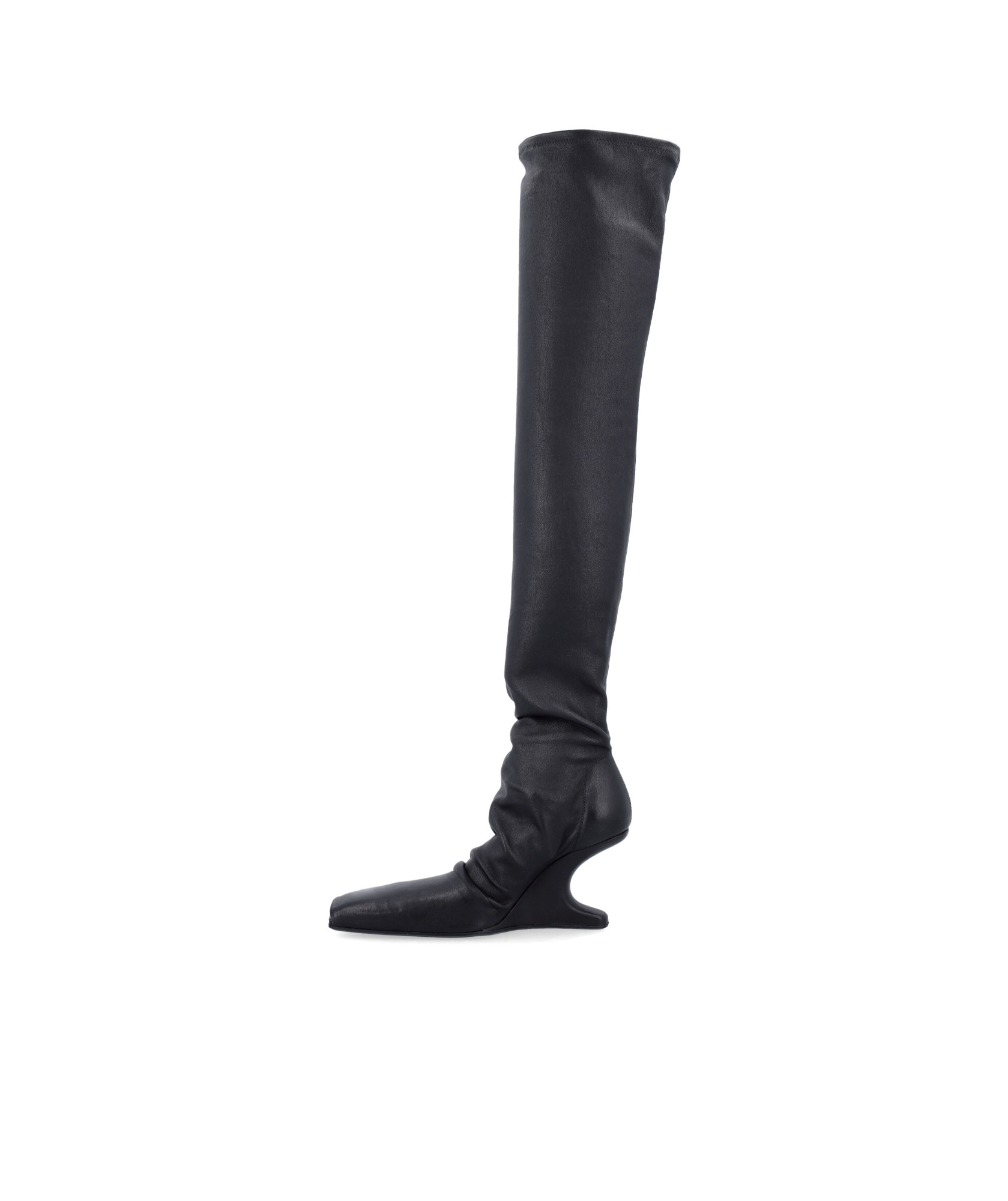 Rick Owens Cantilever Square Toe Above-knee Boots In Black
