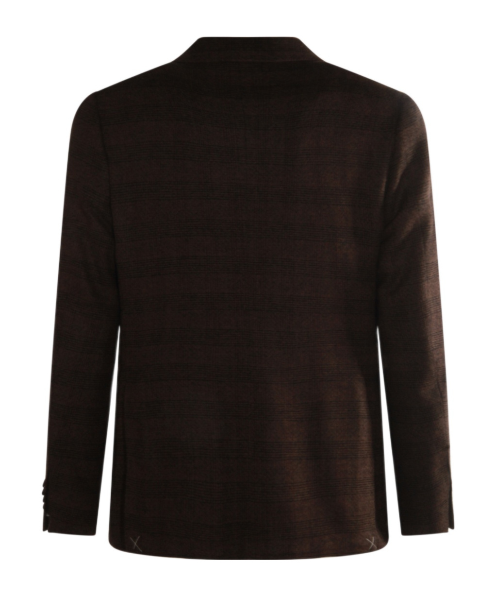 Canali Long-sleeved Blazer In Brown