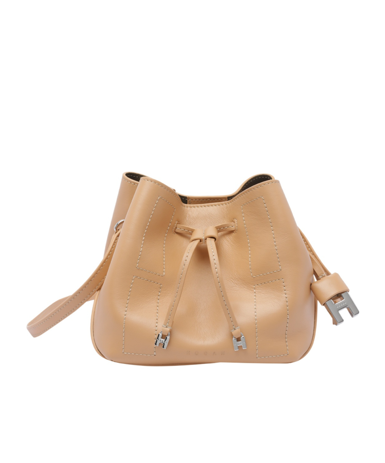 Hogan Mini Kenya Bucket Bag With Adjustable Strap In Nude