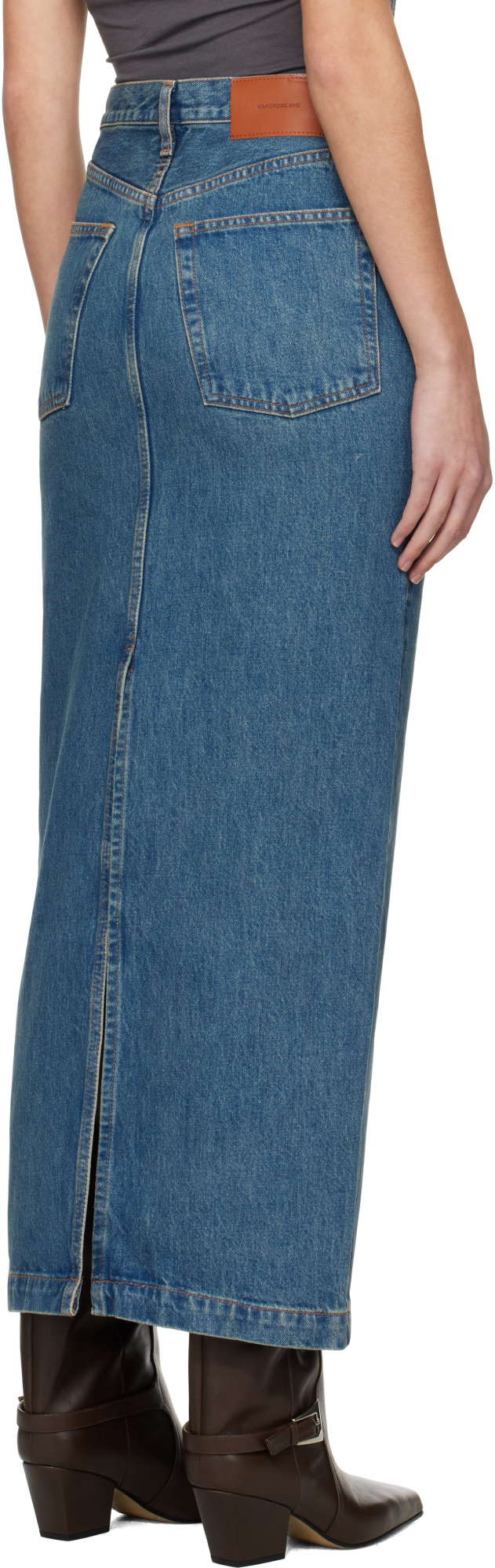 Wardrobe.nyc Denim Column Maxi Skirt
