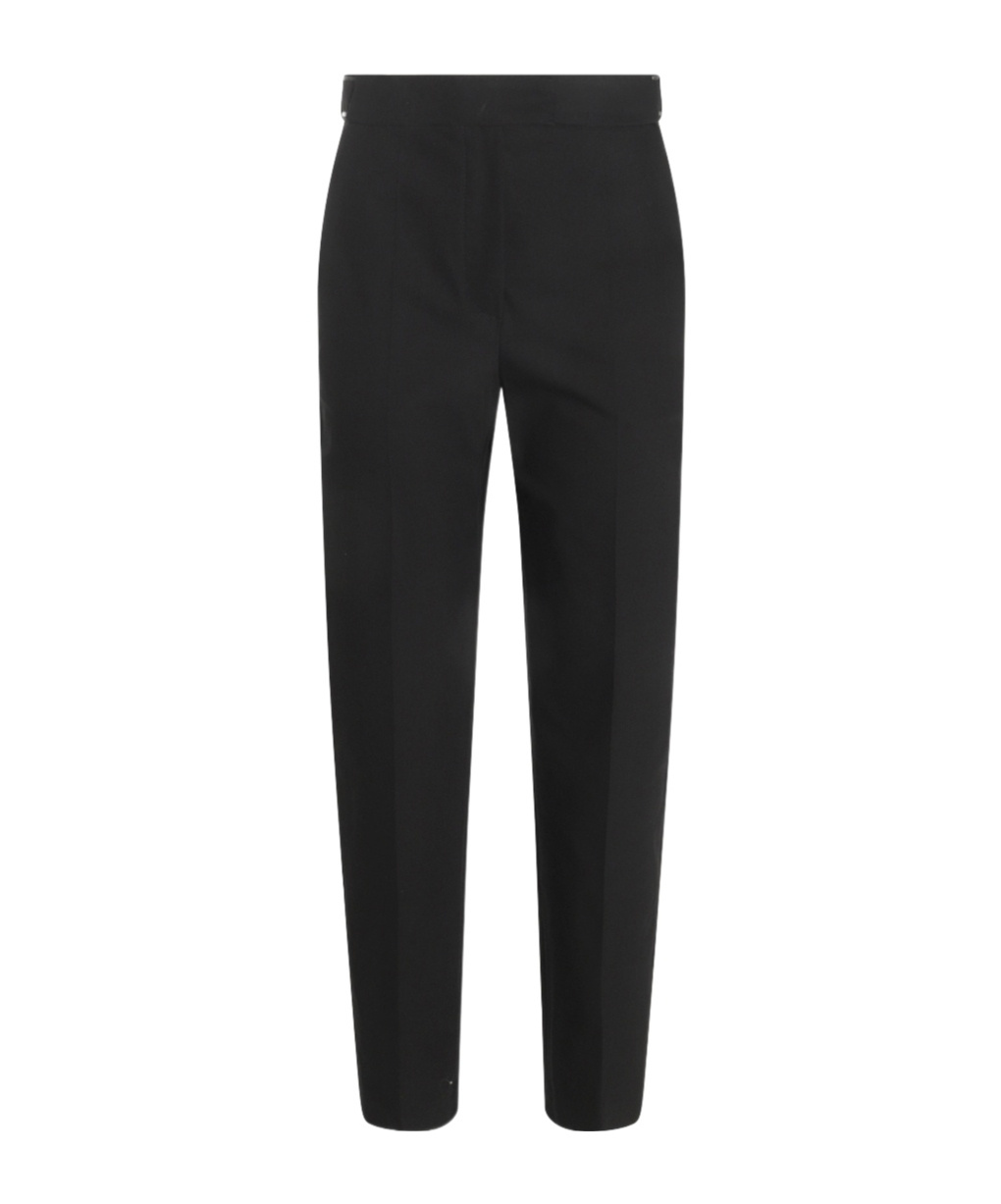 Brunello Cucinelli Wool High Waist Trousers With Bead Detail In Black