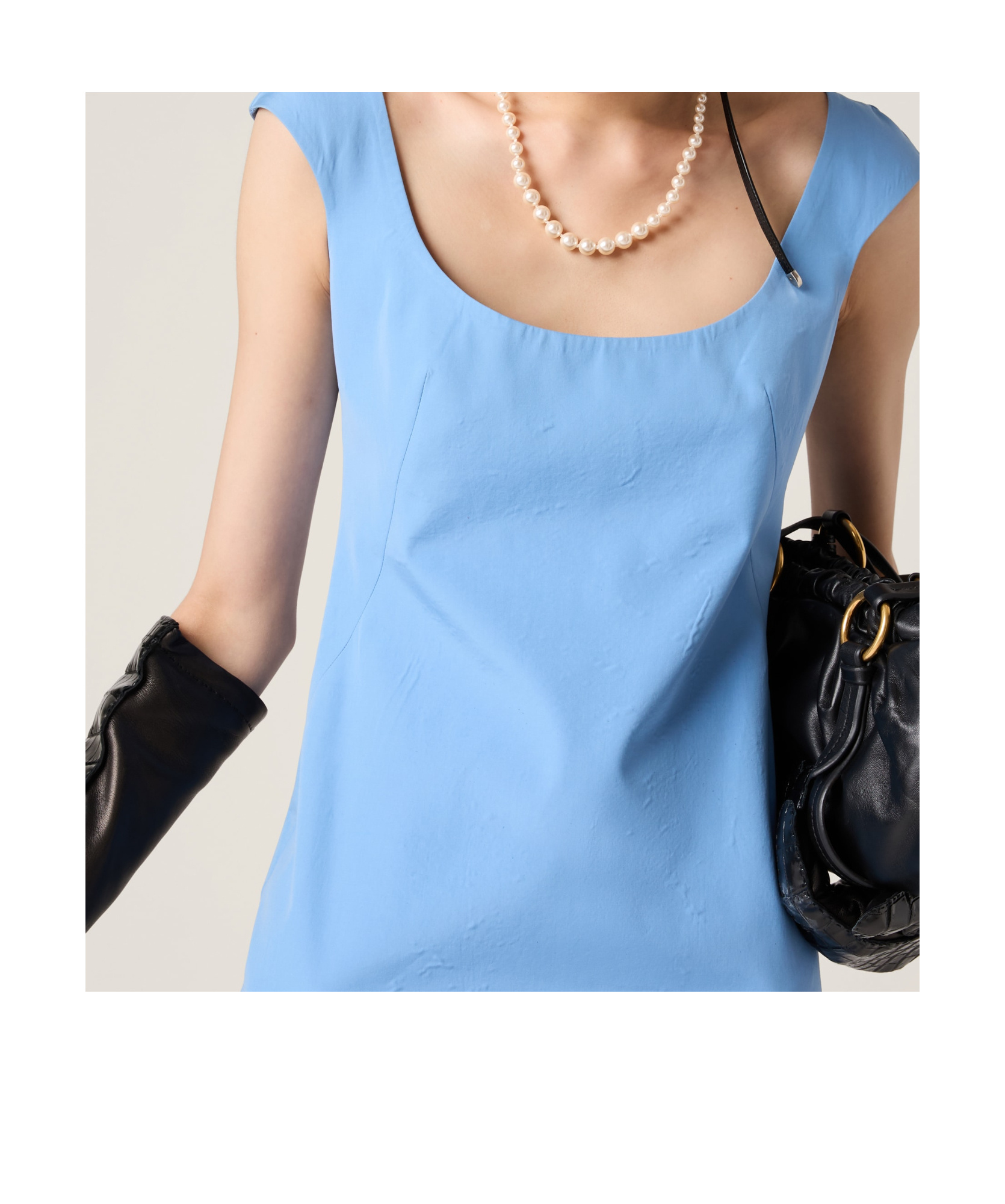 Shop Miu Miu Poplin And Jersey Dress In Blue