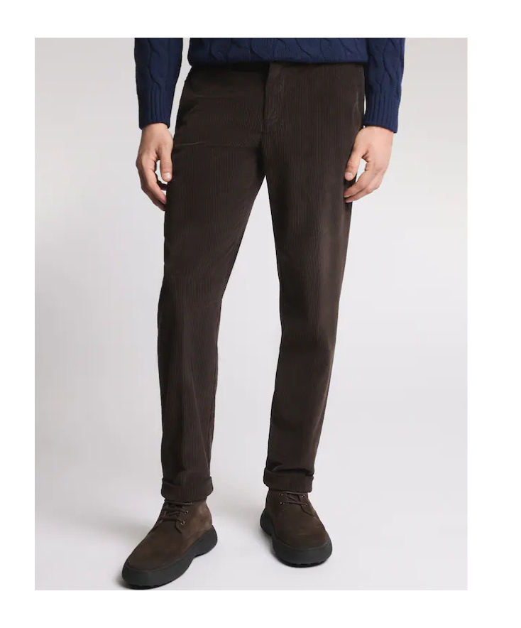 Fay Corduroy Chino Trousers In Brown
