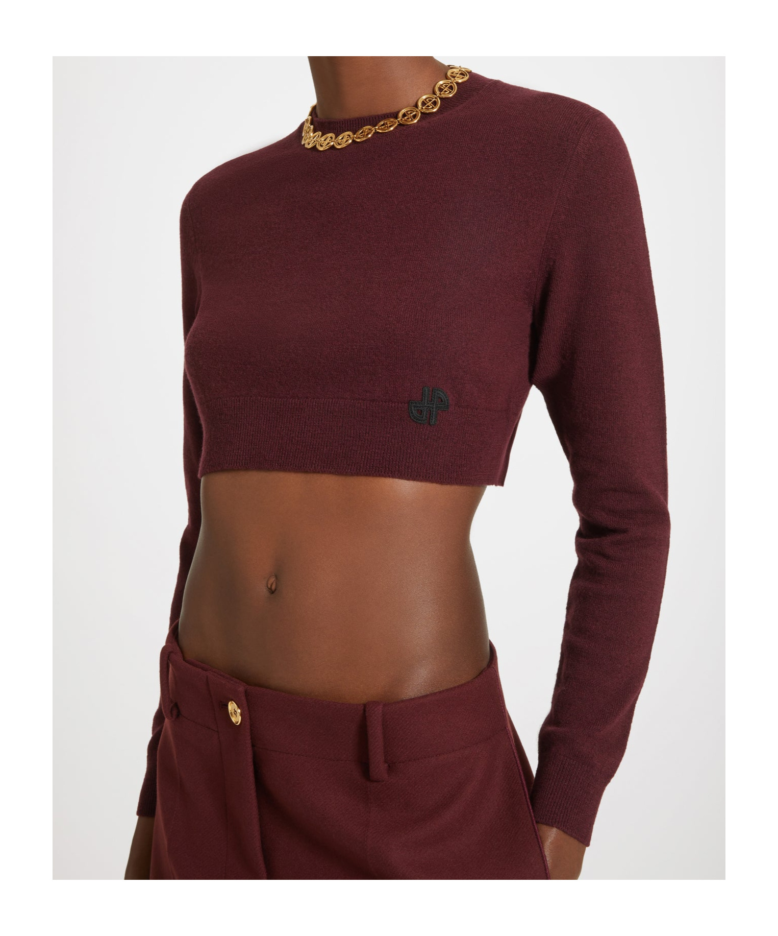 Patou Cropped Jumper In Sustainable Wool And Cashmere In Red
