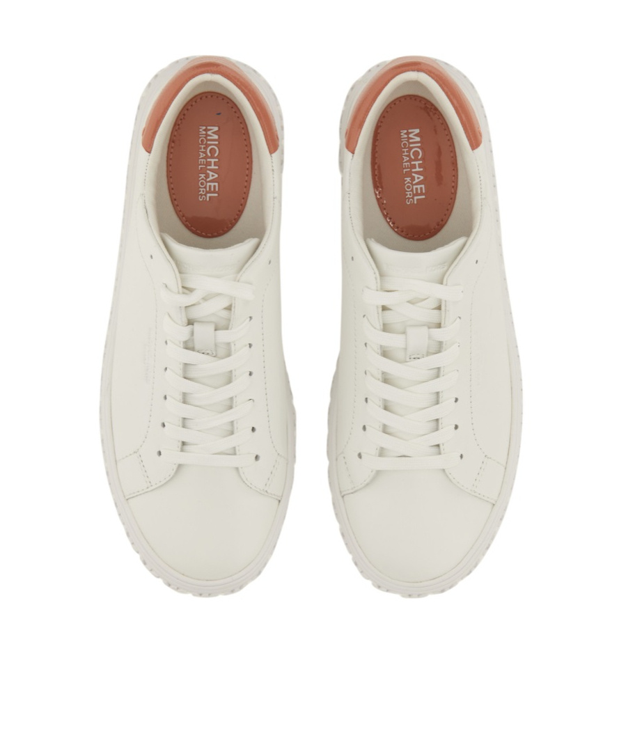 Michael Michael Kors White Cow Leather Sneakers With Textured Sole In White