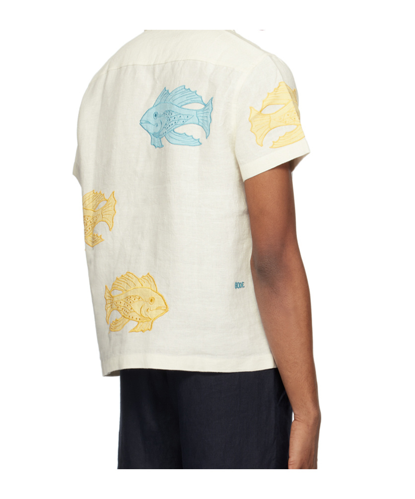 Bode Piscine Appliqué Shirt In White