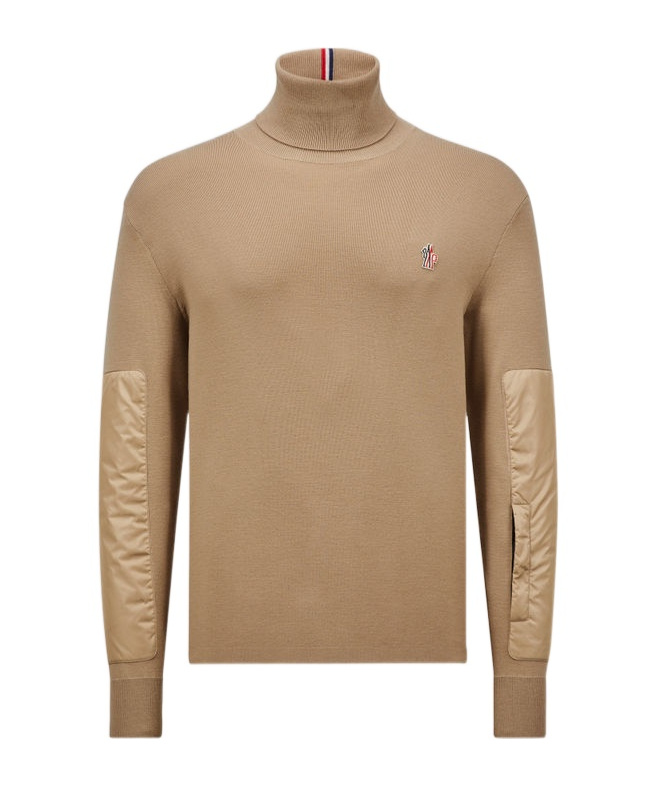 Moncler Grenoble Turtleneck Panelled Sweater In Brown