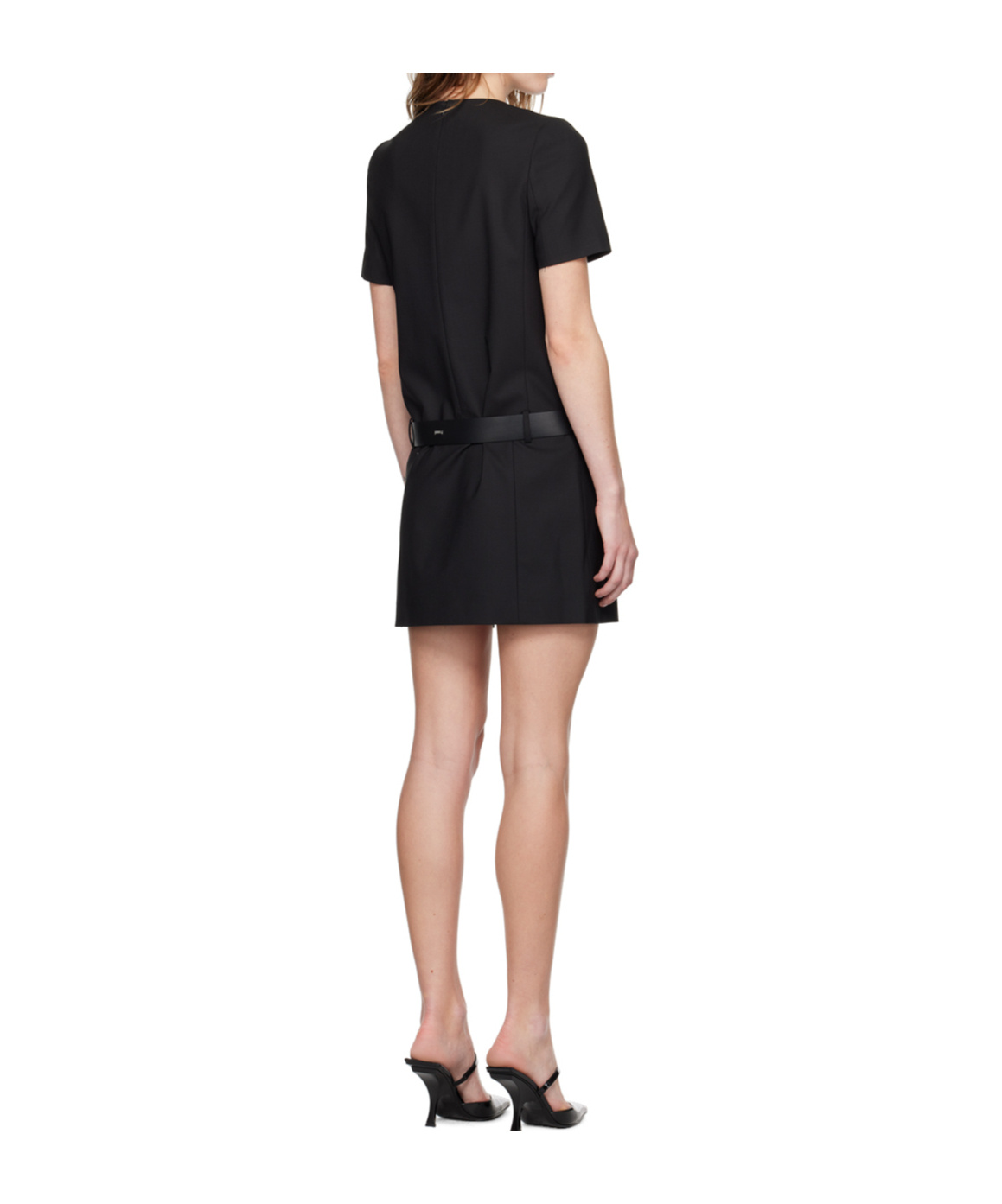 Juunj Waist Belt Mini Dress In Black
