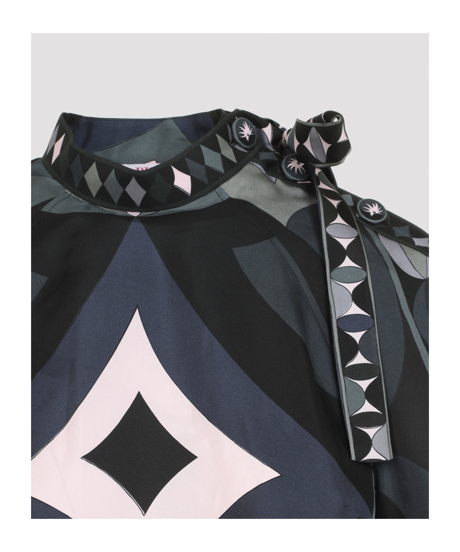 Pucci Geometric Pattern Long Sleeve High Neck Dress In Black
