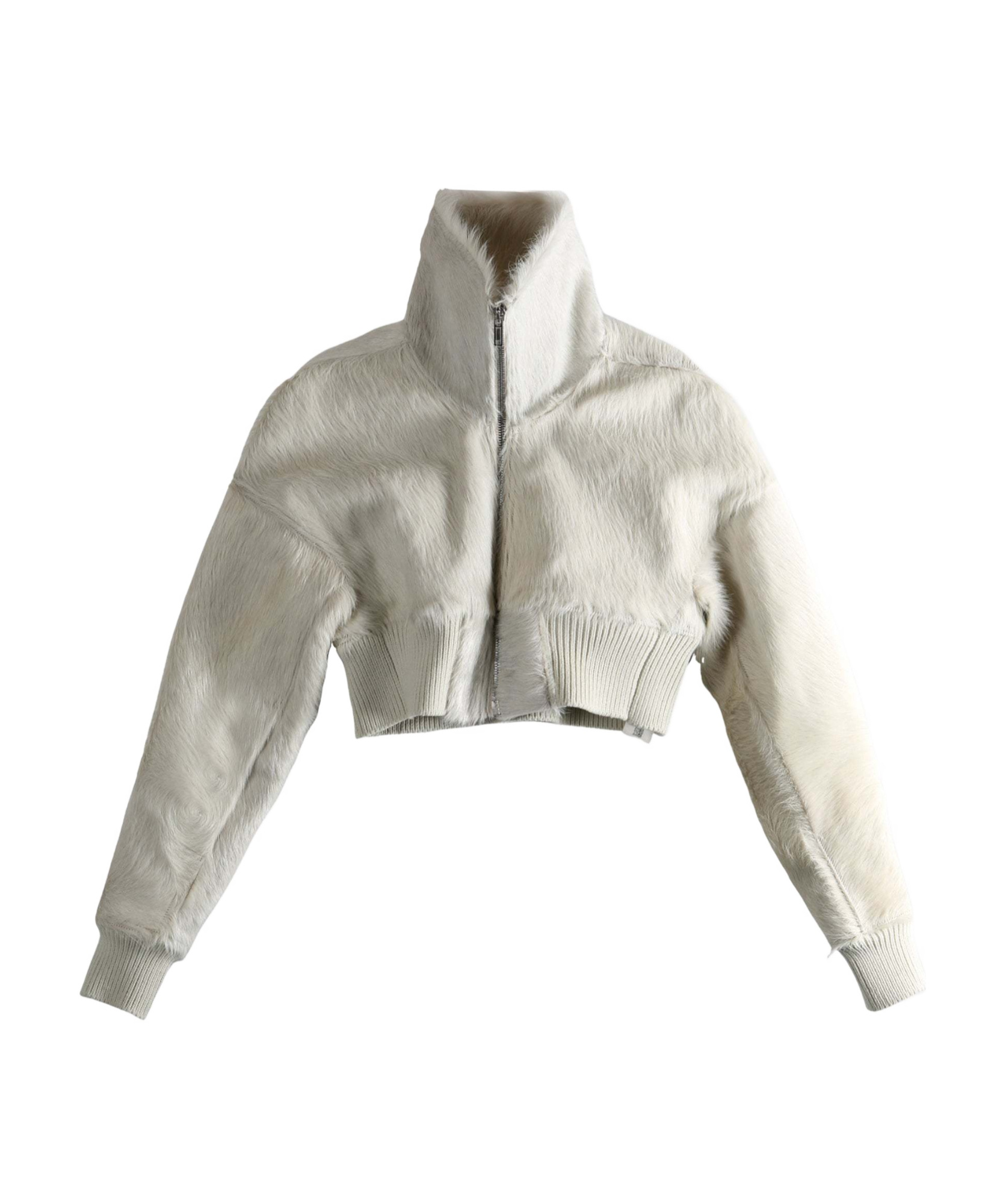 Rick Owens Long-sleeved Leather Jacket In White