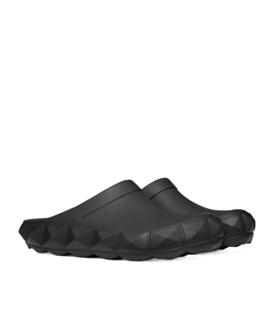 Valentino Roman Stud Turtle Slide Sandals In Black